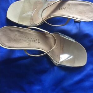 Vintage Chanel leather and lucite sandles